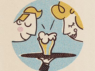 Trophy Brewing Coaster beer halftone illustration vintage
