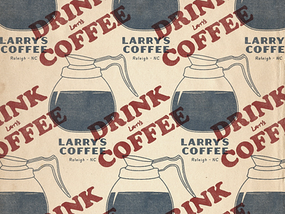 Larry’s Coffee branding illustration paper pattern print typography vintage