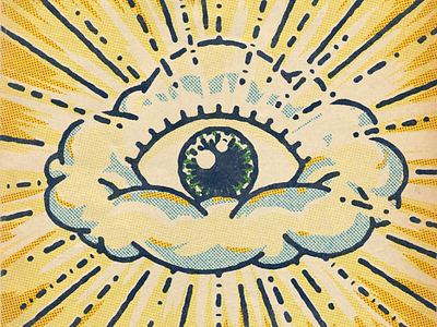 Eye of Friday aged beer friday halftone illustration vintage weathered