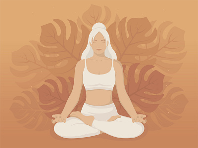 Poster design for Yoga center in faceless style design faceless girl graphic design health illustration leaves lotus meditation relax vector yoga