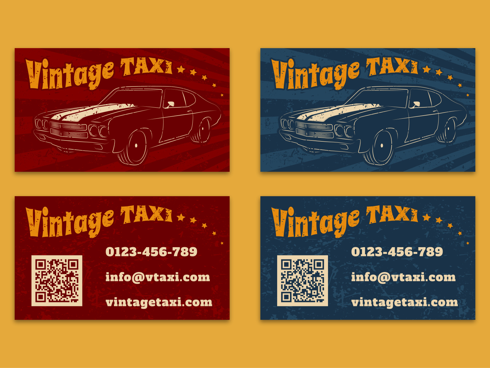 Business card design for taxi service in retro style by Елена Алехина ...
