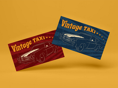 Business card design for taxi service in retro style branding business card cab car classic car design grange graphic design illustration old car retro car taxi vector vintage car