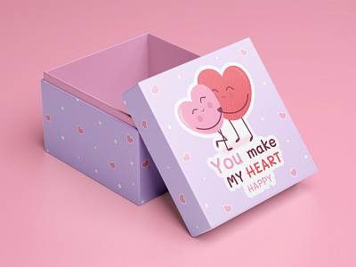Valentine's day packaging box design box branding character design gift gift box graphic design heart hearts illu illustration love packing present valentines day vector