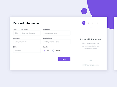 Personal Info account signup app branding colorful design designer form login ui microinteractions motion personal info signin ui ux web