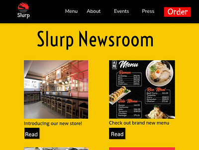 Press Page branding challenge dailyui design figma learning newsroom press page restaurant website student ui ux
