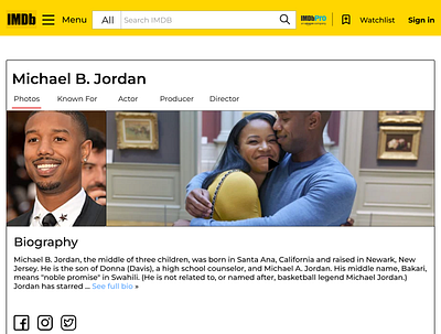 IMDB creator page redesign branding challenge dailyui design learning ui ux design