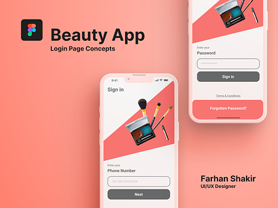 Beauty Mobile App Login Page Concept app application beauty branding design graphic design illustration login ui