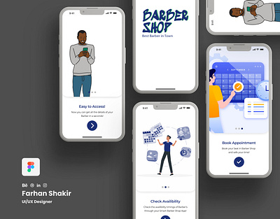 Onboarding Screens - Barber Application app application barber branding design illustration mobile app mobile application onboarding screen screens sliding screens ui uiux ux welcome screen