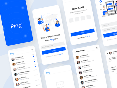 Ping - A Chatting App chat app clean design design figma figma design graphic design hero hero banner minimal mobile application mobile ui popular shot trending trending shot ui ux