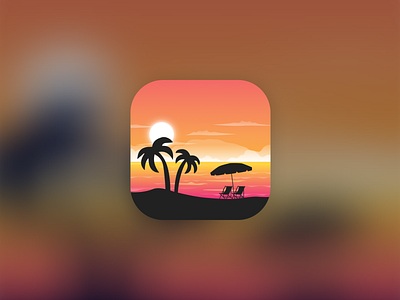 海滩插画图标/Beach Illustrator icon beach design icon ikon illustrator ui