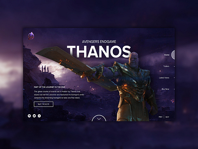 Avengers Endgame - Character Landing Page app avengers concept design endgame landing page marvel ui ux web website website design