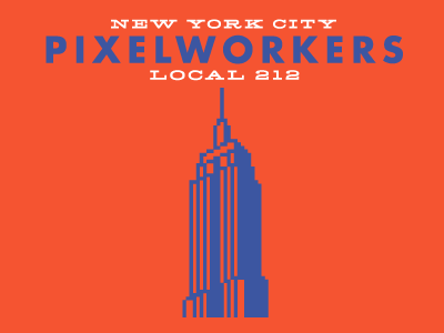 New York City / Local 212 blue futura hellenic new york city orange pixel united pixelworkers