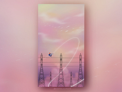 Spider-Man X Electro 2d illustration artists clouds design digitalart graphic design illustration inspirationart lofi lofiaesthetics lofisky marvelart pinkhues procreateart skys spider man spidermandrawing spidermannowayhome spidermanwallpaper wallpaperart