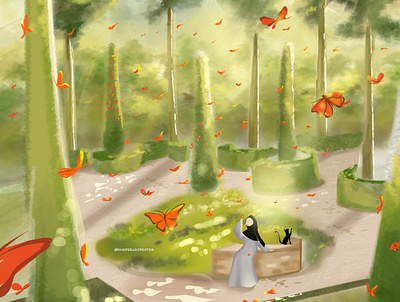 Butterfly garden 2d illustration artists digitalart environmentalart procreateart selftaught