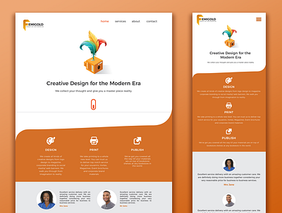 Home page for a design and print company app branding design graphic design landing page mobile web responsive web ui