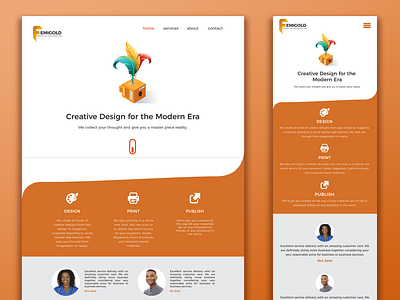 Home page for a design and print company