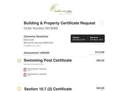 Certificate Order Delivery design ux web