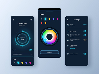 Hously - Smart Home App - Light blue clean clean ui color wheel dark ui design light miquido mobile mobile app smart home smart home app ui ux