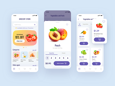 Grocery store categories clean ui ecommerce food grocery app grocery store minimal miquido mobile app product card quantity ux weight