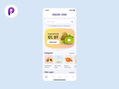 Grocery store - Principle freebie clean ui ecommerce app food freebie grocery store like miquido mobile app motion principle product card