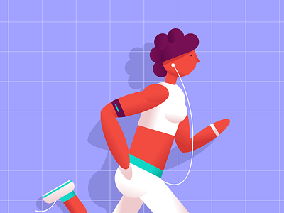 Run color girl illustration regime running vector illustration workout