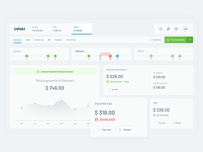 inFakt — taxes management software redesign bookkeeping desktop finance invoice light ui minimalist product design redesign ui ux web web app