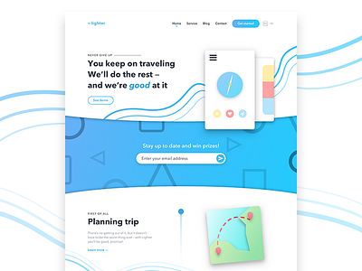 Lighter - Landing page blue creative digital landing sketch startup travel ui ux webdesign