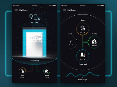Tesla Powerwall ⚡️ App redesign app dark home ios iphone powerwall redesign sketch tesla ui ux