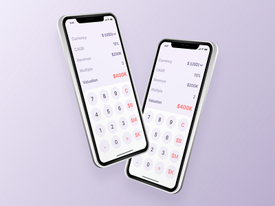 Startup Valuation Calculator (based off of CAGR and Revenue) calculatorui dailyui design interactiondesign mobileapp startup startupvaluation ui userexperience ux valuation