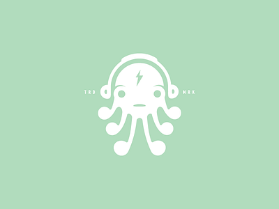 Jelly Records Logo Concept concept follow me green headphones jellyfish lightning logo mark music records tentacles trademark