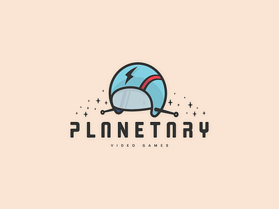 Planetary Video Games Logo bolt exploration follow me games helmet lightning logo planet planetary space stars video