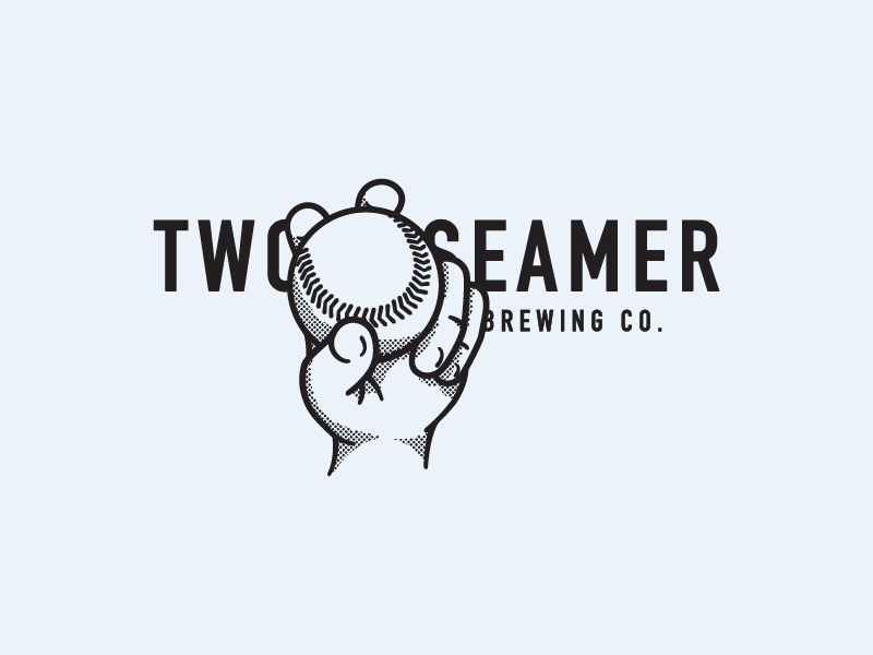 Two-Seamer Brewing Co ball baseball beer brewery company diamond fastball halftone logo pitcher sports two