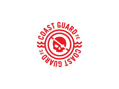 Coast Guard Football Club club coast coast guard emblem follow me football guard logo pirate red skull soccer water waves