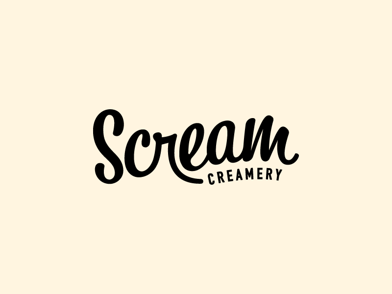 Scream Creamery Branding branding concept creamery cursive custom follow me font fun fun art ice cream logo logotype shop shoppe texas
