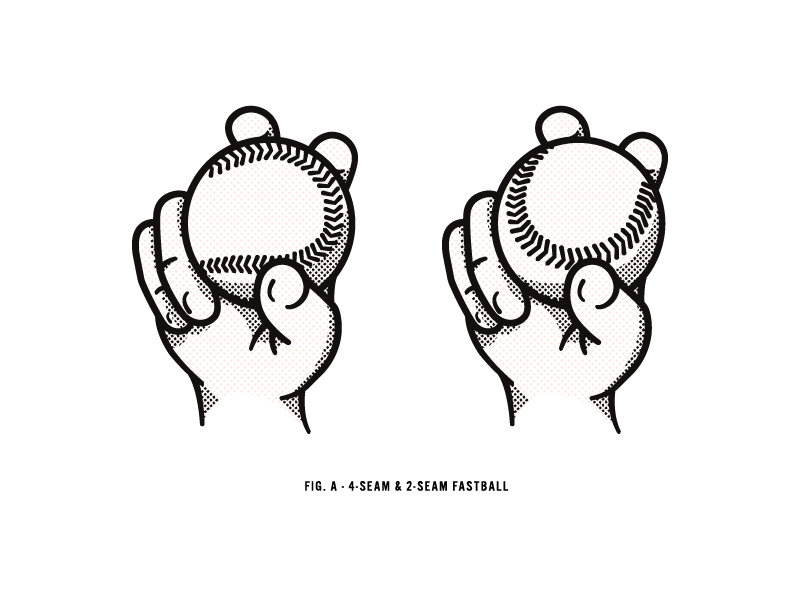 Baseball Pitch Illustrations ball baseball design diagram fingers follow me fun grip halftone hand hold illustration pitch pitcher pitches seam shot sport vector