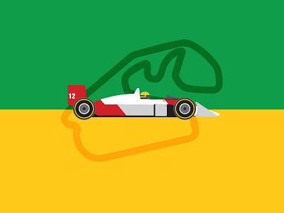 Senna. McLaren/Honda. Interlagos. car flat icon minimalist