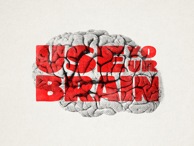 Use Your Brain brain illustration print riso risograph texture type typography