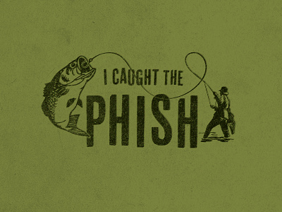Phishing brush caught fish fishing green illustration rough texture