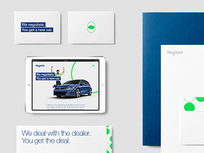 We Negotiate. branding business car card collateral illustration ipad logo logotype mockup