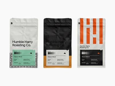 Humble Beginnings australia bag branding coffee logo modern packaging roasting swiss vintage