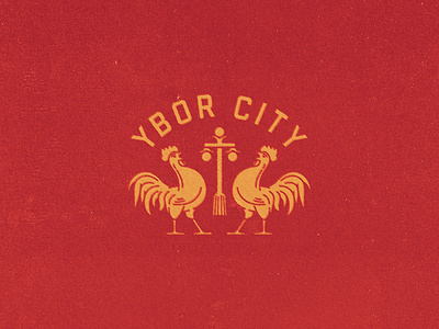 Brickkkkk badge branding chicken florida illustration logo rooster stamp texture vintage ybor