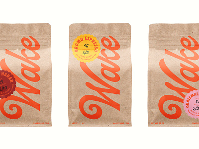 Wide A-Wake bag bag design branding coffee packaging script type
