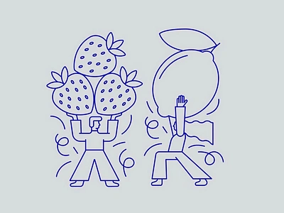 All about the flavor branding design drink fun health healthy illustration lemon line art people strawberry