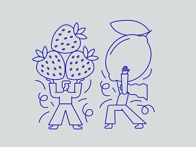 All about the flavor branding design drink fun health healthy illustration lemon line art people strawberry