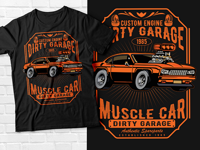 Custom engine muscle car t-shirt design