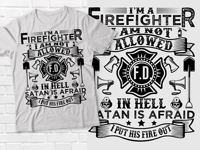 Firefighter t-shirt design custom fire department t shirts firefighter duty shirts tee top white t shirt mockup