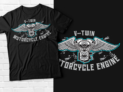 V-Twin motorcycle engine t-shirt design