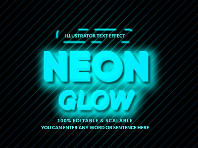 Editable Neon Glow Illustrator Text Effect summer