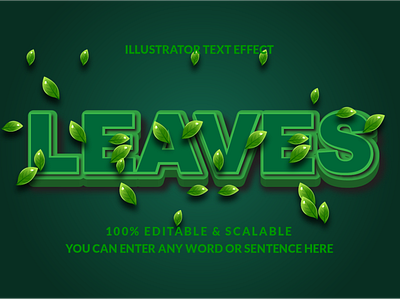 Green Leaves Fully Editable Text Effect Design green text effect summer