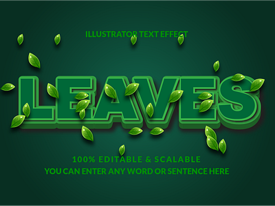 Green Leaves Fully Editable Text Effect Design